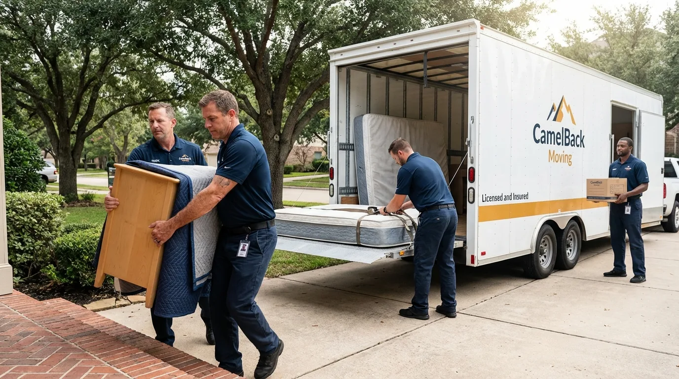 Crew loading residential truck for cross-state move from Rossville, IN